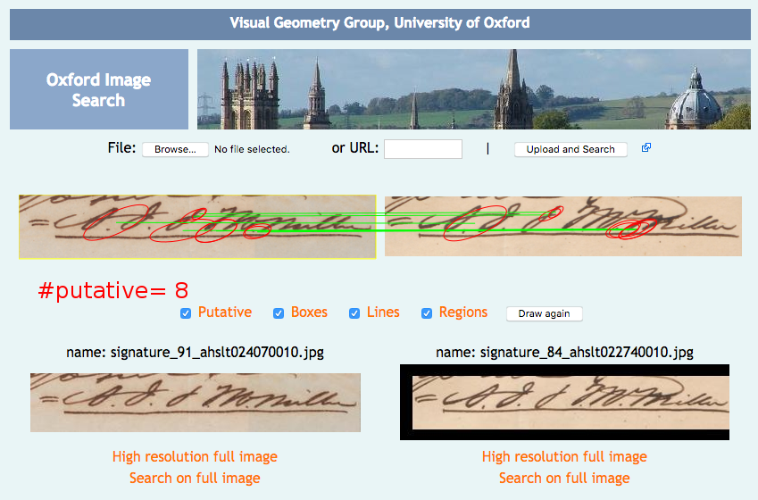 Figure 12 - The successful match found in VISE, which allows more detailed examination of matches